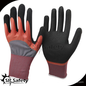 SRSAFETY double dipped good quality safe hand gloves sandy nitrile coat